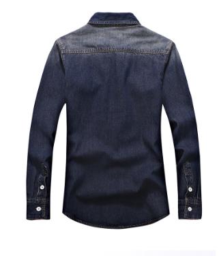 2021 High quality Denim Shirt Men Cotton Jeans Shirt Fashion Autumn Long Sleeve Cowboy Shirt Stylish Wash Slim Tops