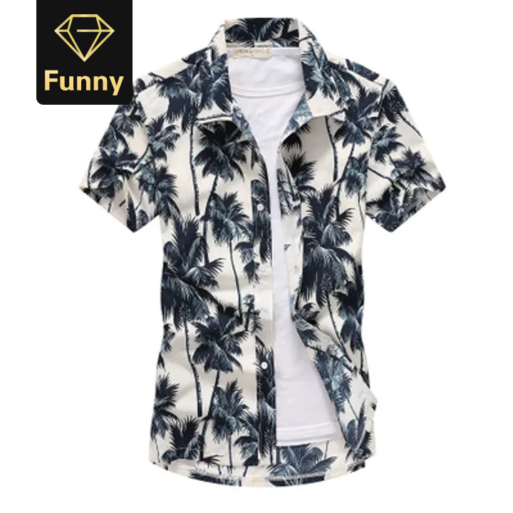 2021 High quality Fashion Mens Short Sleeve Hawaiian Shirt Fast drying Plus Size Asian Size Summer Casual Floral Beach
