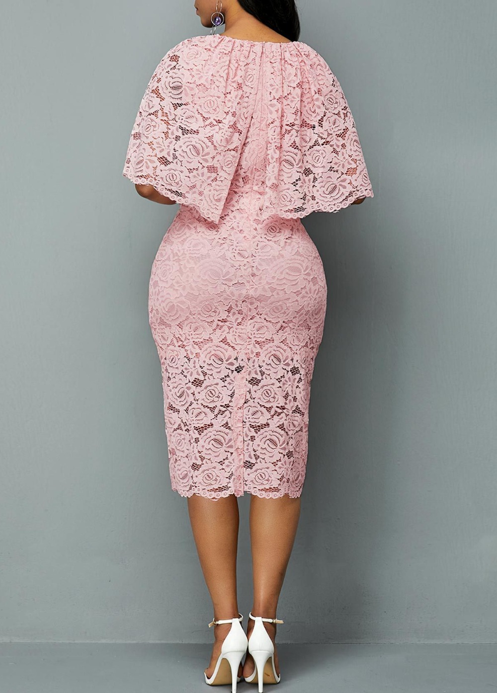 2021 High quality Hot sale Women Summer Autumn Dress Elegant Lace hollow O neck Evening Party Dresses Plus size
