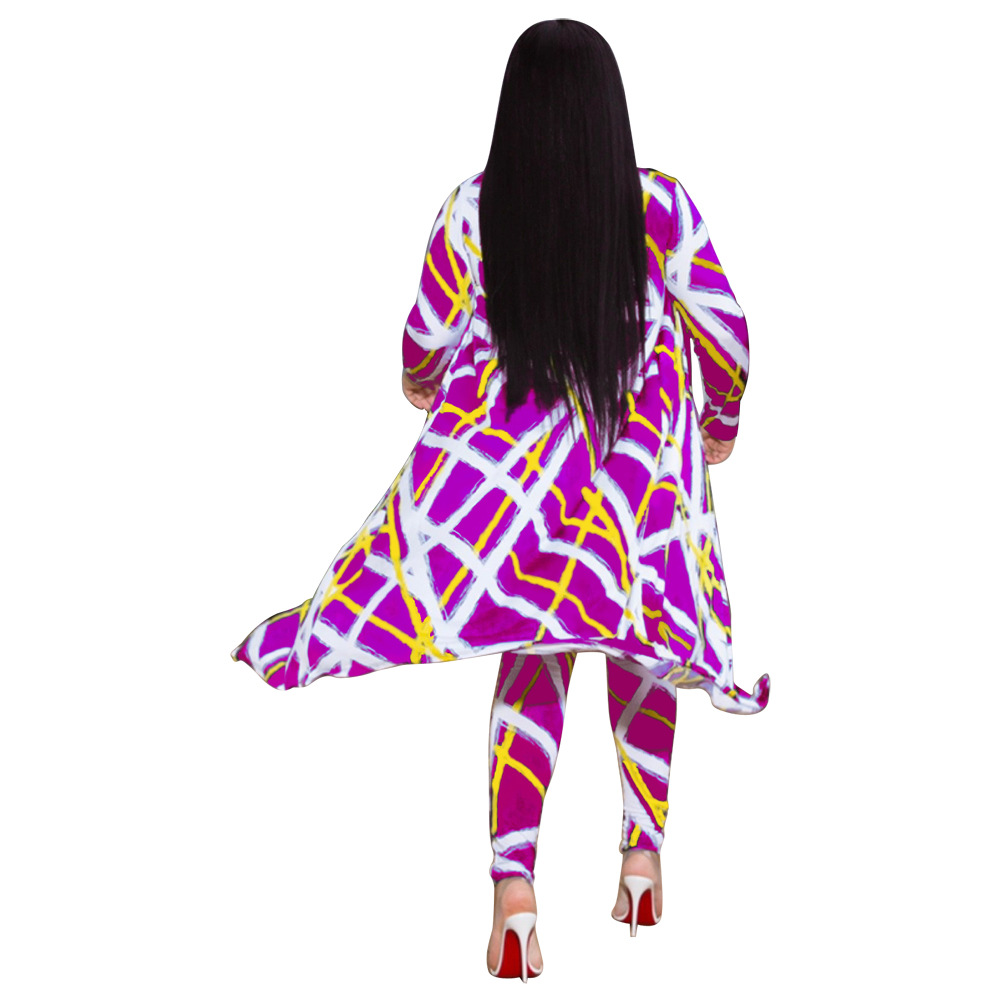 2021 High quality Fashion Women Two piece set Autumn Cloak Trousers Casual Suit Long Sleeve High Waist Tight Suits