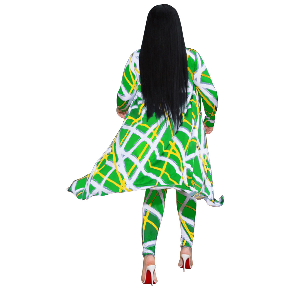 2021 High quality Fashion Women Two piece set Autumn Cloak Trousers Casual Suit Long Sleeve High Waist Tight Suits