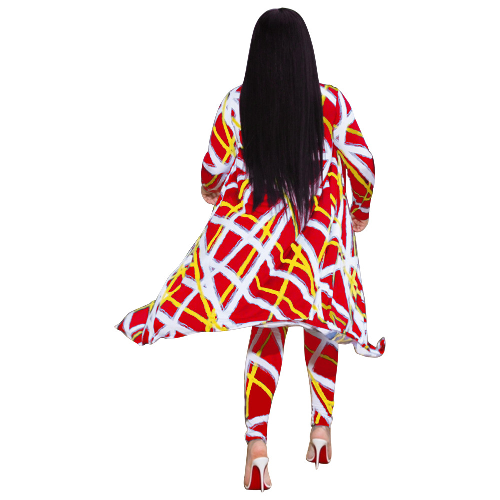 2021 High quality Fashion Women Two piece set Autumn Cloak Trousers Casual Suit Long Sleeve High Waist Tight Suits