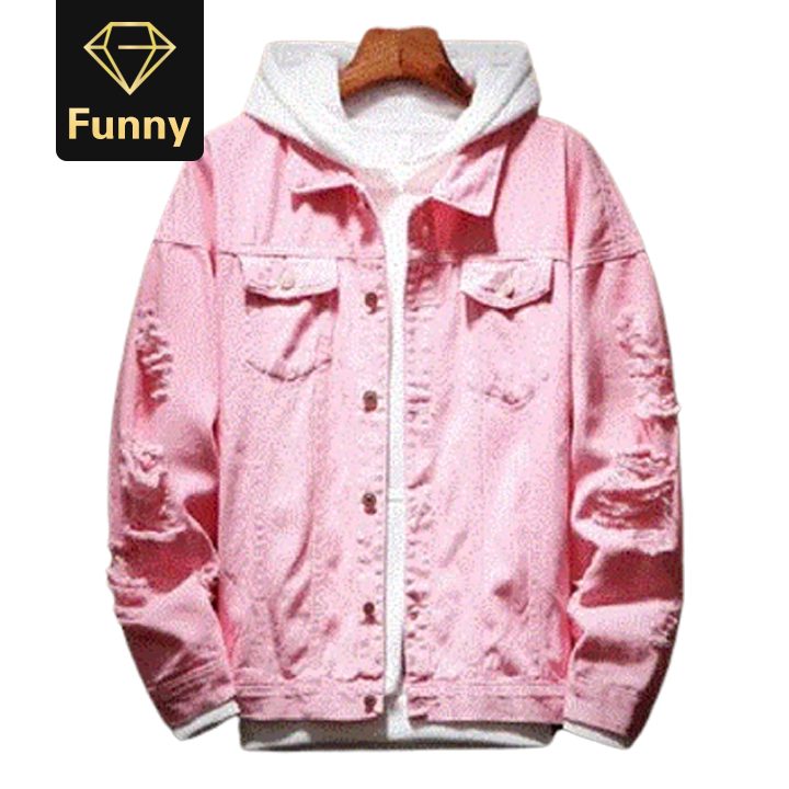 2021 High quality Fashion Mens clothing Denim Jacket Trendy Hip Hop Streetwer Ripped Denim Jacket Mens