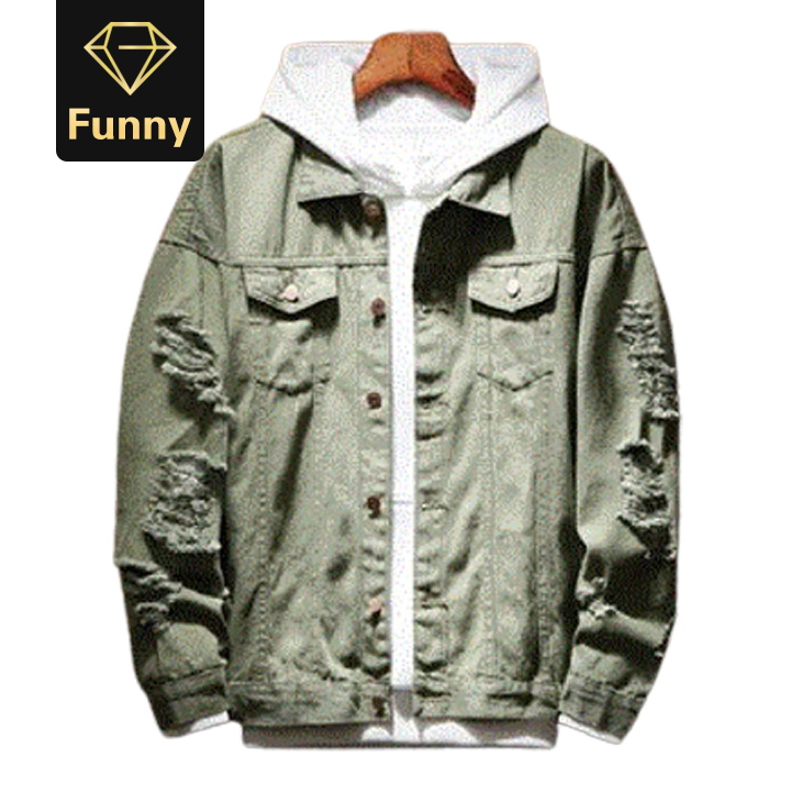 2021 High quality Fashion Mens clothing Denim Jacket Trendy Hip Hop Streetwer Ripped Denim Jacket Mens