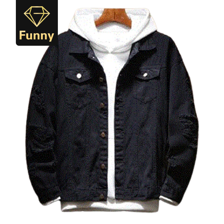 2021 High quality Fashion Mens clothing Denim Jacket Trendy Hip Hop Streetwer Ripped Denim Jacket Mens