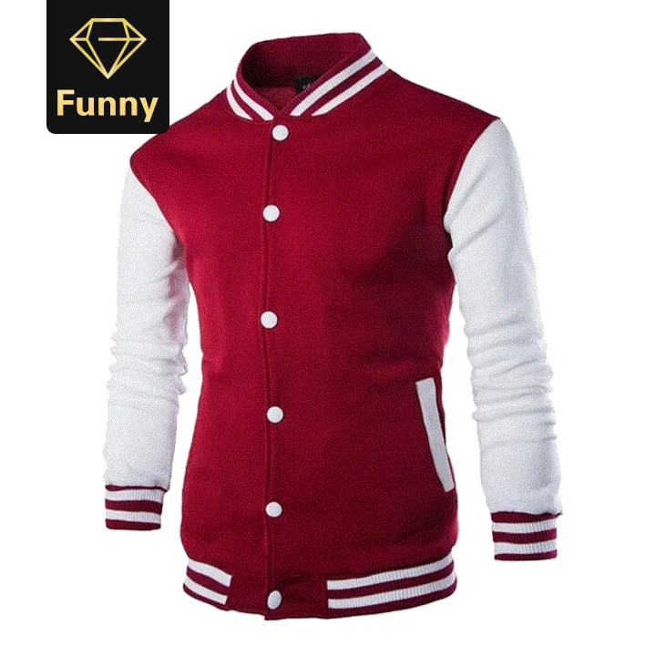2021 High quality Baseball Jacket Men Fashion Design Wine Red Mens Slim Fit College Varsity Jacket
