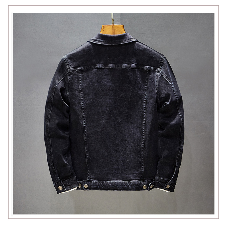 2021 High quality Autumn men classic black slim casual denim jacket washed jeans jacket hip-hop streetwear clothes