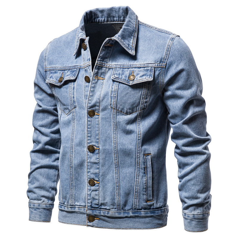 2021 High quality Spring Autumn Men Denim Jackets Casual Lapel Single Breasted Jeans Jackets Slim Fit Cotton Outwear
