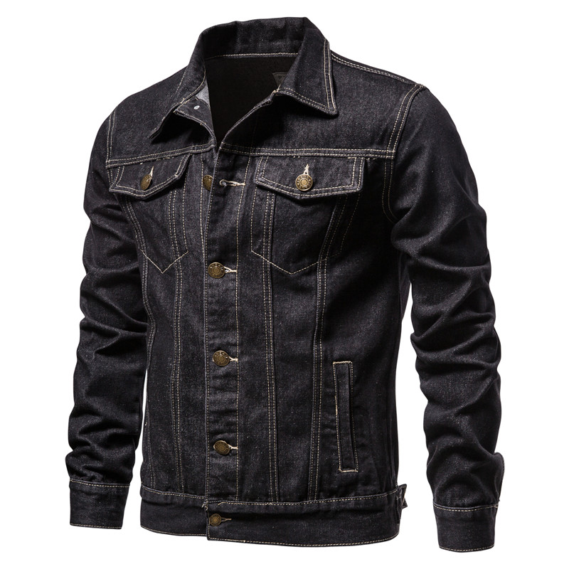 2021 High quality Spring Autumn Men Denim Jackets Casual Lapel Single Breasted Jeans Jackets Slim Fit Cotton Outwear