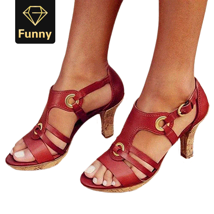 2021 High quality Women's Sandals High heels Woman Bohemia Pumps Fashion Women Hollow Out Sandals Outdoor Summer Shoes