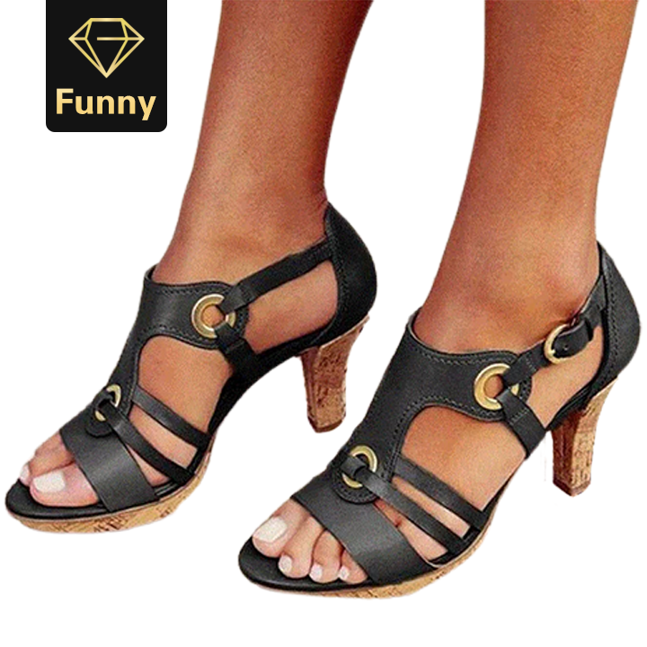 2021 High quality Women's Sandals High heels Woman Bohemia Pumps Fashion Women Hollow Out Sandals Outdoor Summer Shoes