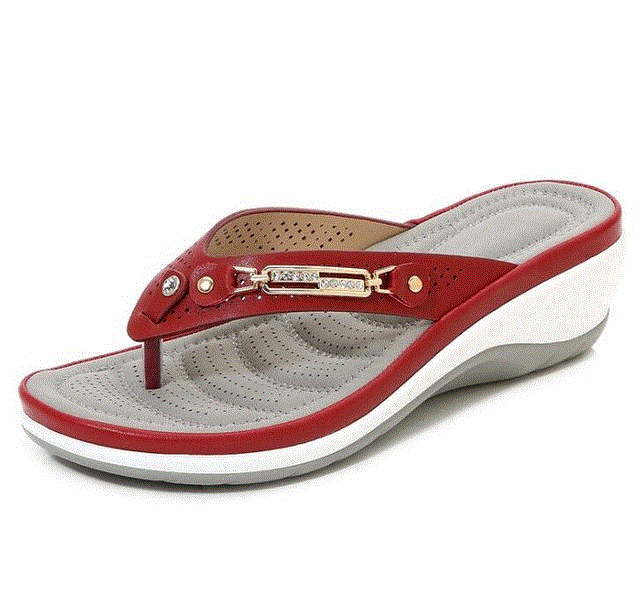 Women Slippers Summer Fashion Button Wedge Beach Sandals Women Outside Platform Leisure Flip Flops