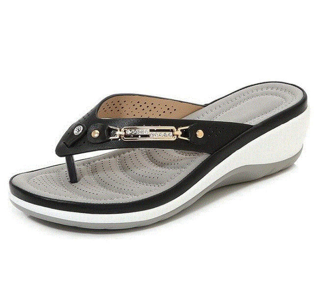 Women Slippers Summer Fashion Button Wedge Beach Sandals Women Outside Platform Leisure Flip Flops