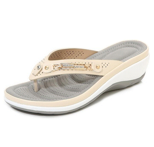 Women Slippers Summer Fashion Button Wedge Beach Sandals Women Outside Platform Leisure Flip Flops