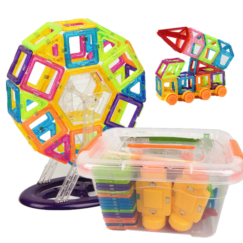 54pcs Magnetic Building Blocks Triangle Square Brick designer Enlighten Bricks Magnetic Toys Magnetic Designer Magnet Building Blocks Accessories Educational Constructor Toys for Children