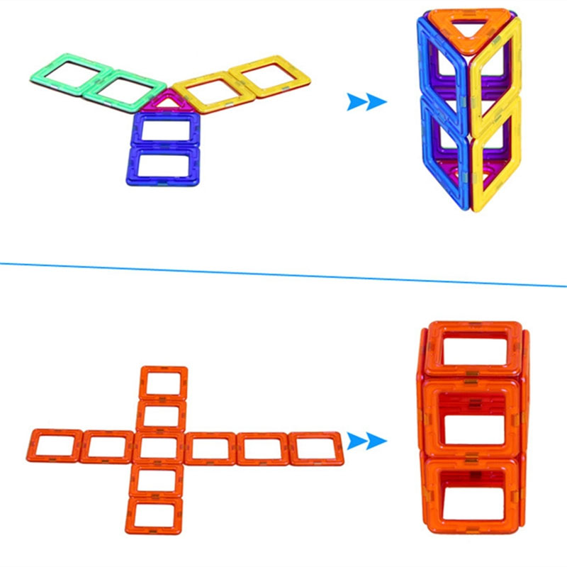 54pcs Magnetic Building Blocks Triangle Square Brick designer Enlighten Bricks Magnetic Toys Magnetic Designer Magnet Building Blocks Accessories Educational Constructor Toys for Children