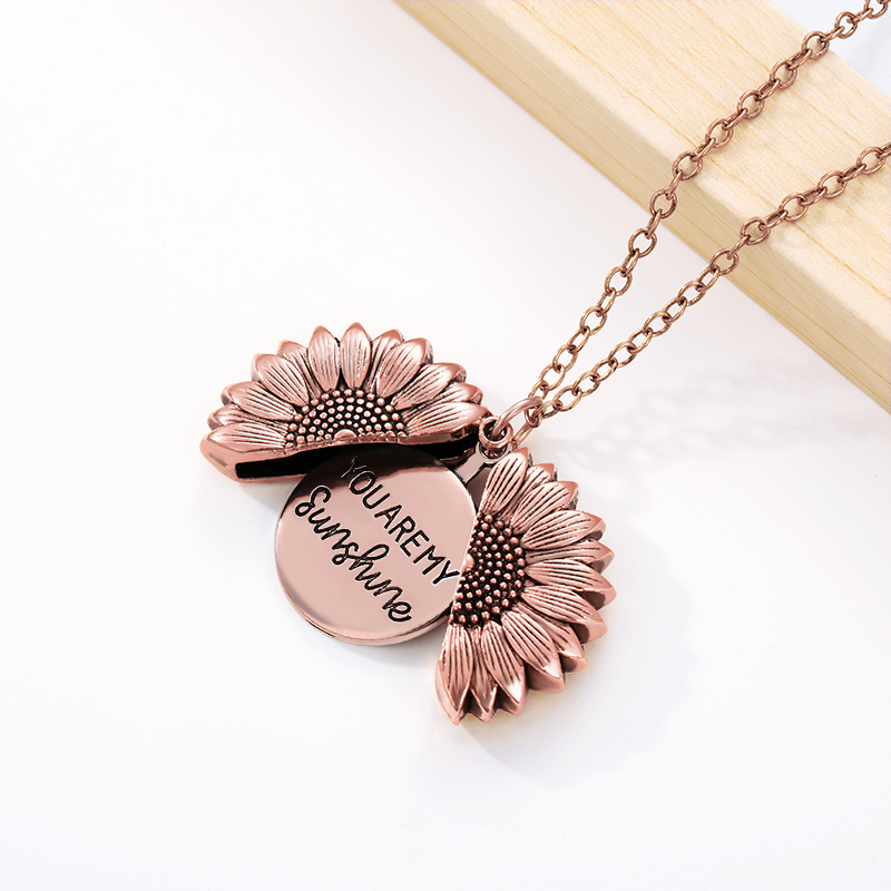 Sunflower Necklaces For Women Rose Gold Silver Color Long Chain Sun Flower Female Pendant Necklace