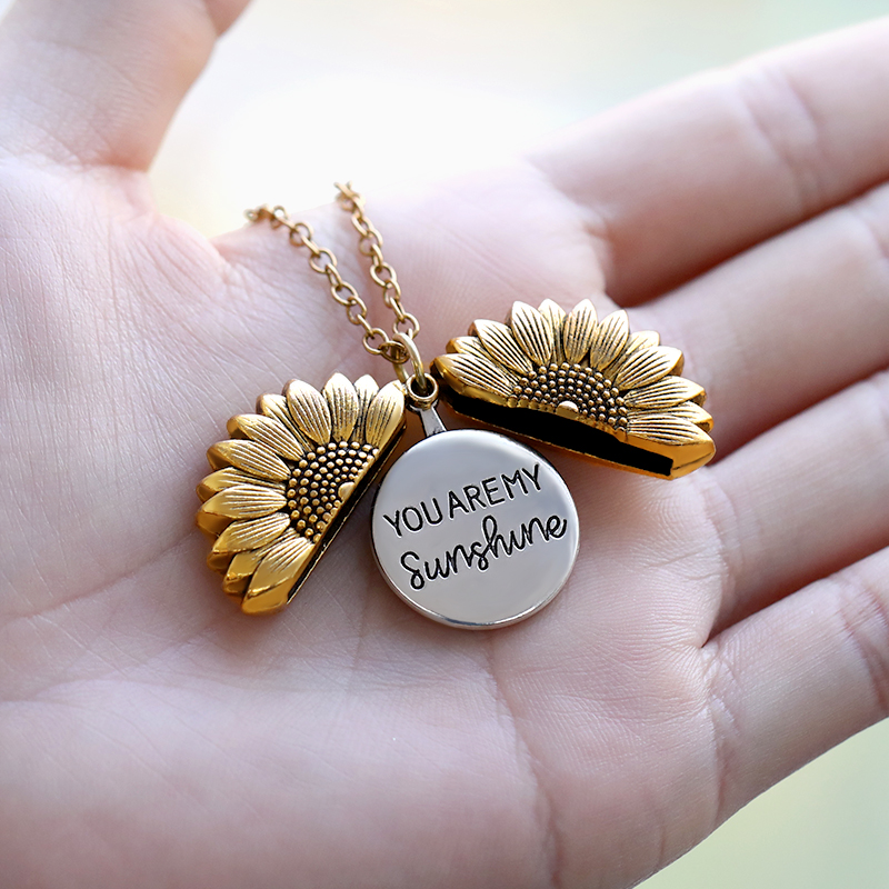 Sunflower Necklaces For Women Rose Gold Silver Color Long Chain Sun Flower Female Pendant Necklace