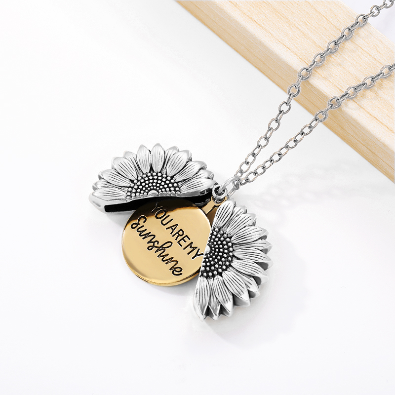 Sunflower Necklaces For Women Rose Gold Silver Color Long Chain Sun Flower Female Pendant Necklace