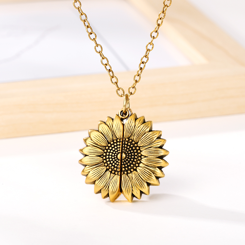 Sunflower Necklaces For Women Rose Gold Silver Color Long Chain Sun Flower Female Pendant Necklace