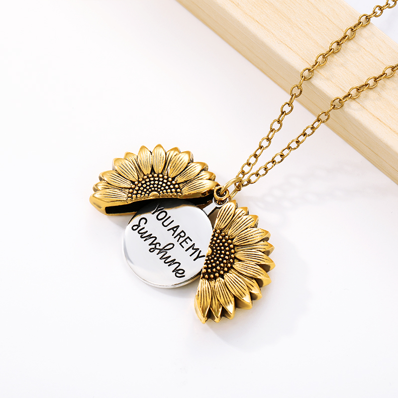 Sunflower Necklaces For Women Rose Gold Silver Color Long Chain Sun Flower Female Pendant Necklace