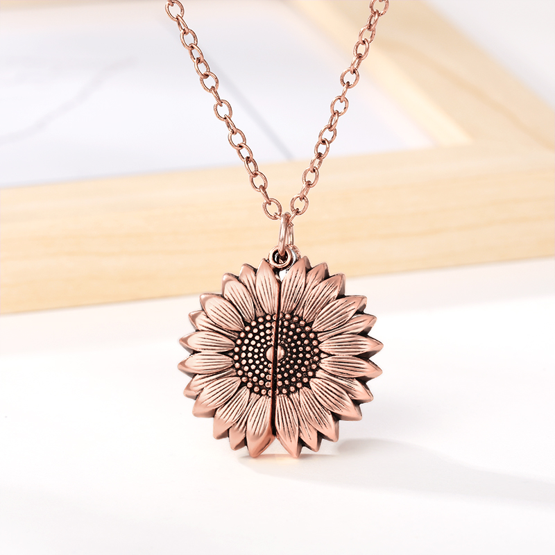 Sunflower Necklaces For Women Rose Gold Silver Color Long Chain Sun Flower Female Pendant Necklace
