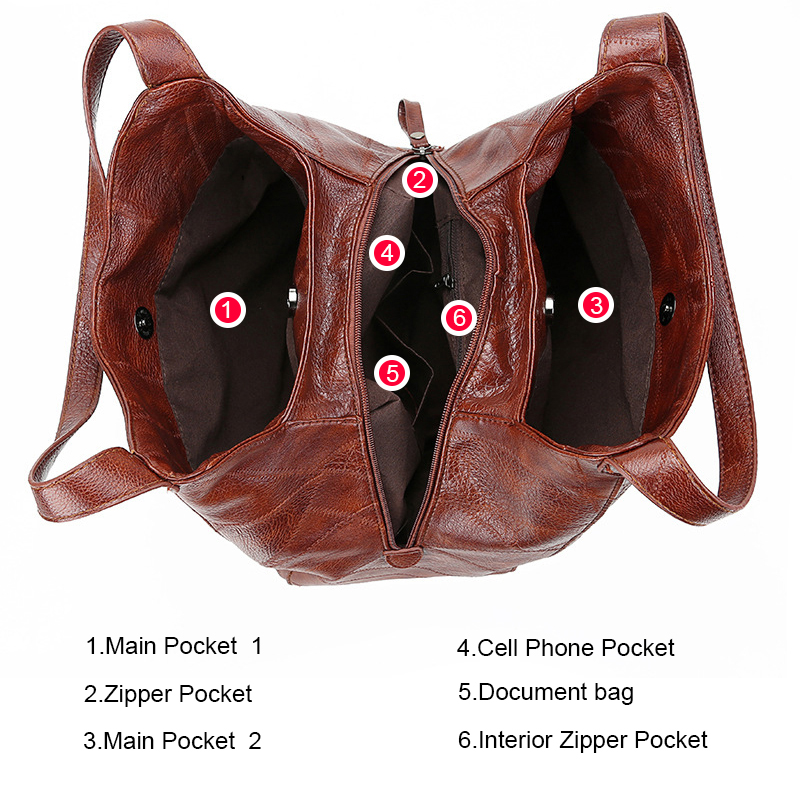 Soft Leather Large Bags Women's Luxury Handbags Lady Shoulder Bags Female Large-capacity Bags Fashion PU Waterproof Tote Bags