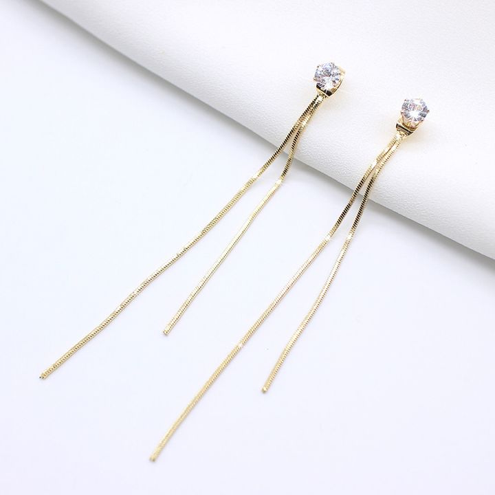 Women Earrings Long Crystal Tassel Dangle Earrings for Women Wedding Drop Earring Elegant Jewelry Valentine's Day Gift Women's Fashion Accessories Jewellery