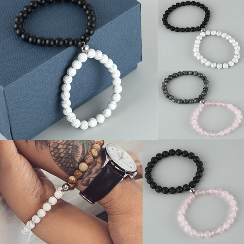 A pair Attractive couples charm bracelets best friend stoned bracelet men bracelet jewelry bracelets