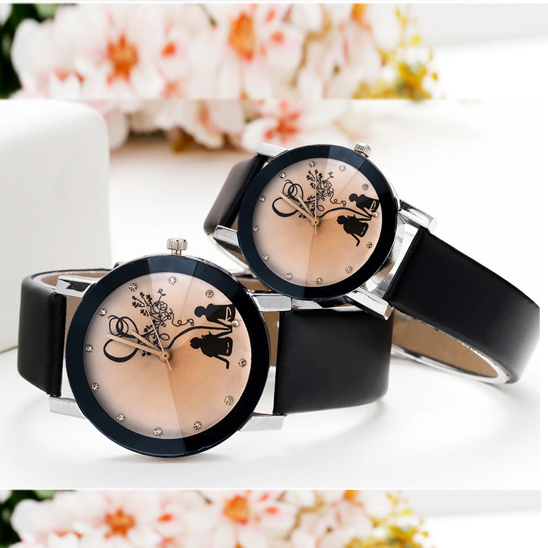 2PCS Lovers Watches Couple watches Casual Leather Strap Quartz Watch Female Male Watch Clocks Gifts
