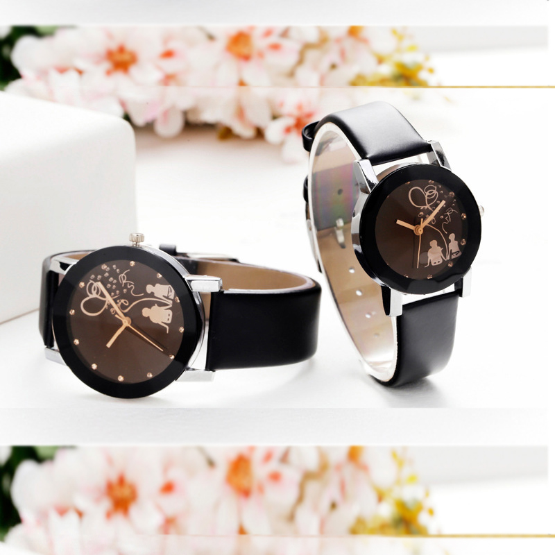 2PCS Lovers Watches Couple watches Casual Leather Strap Quartz Watch Female Male Watch Clocks Gifts