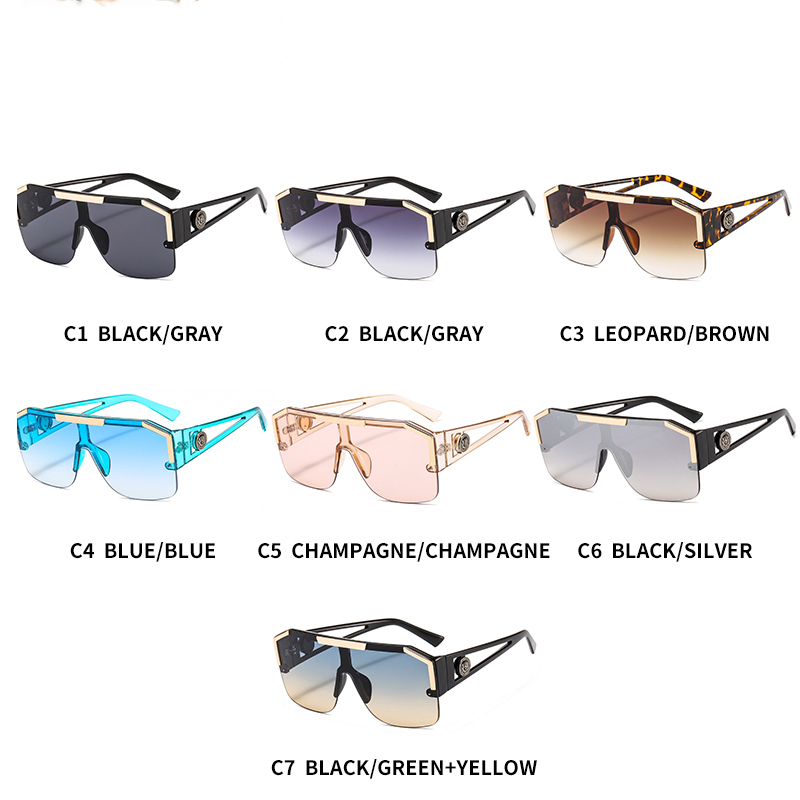 Shield Sunglasses Men Women Fashion Color Lens Alloy Frame High Quality Rectangle Brand Sunglasses