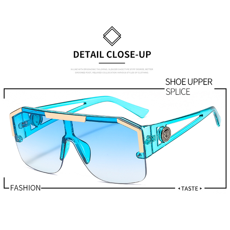 Shield Sunglasses Men Women Fashion Color Lens Alloy Frame High Quality Rectangle Brand Sunglasses