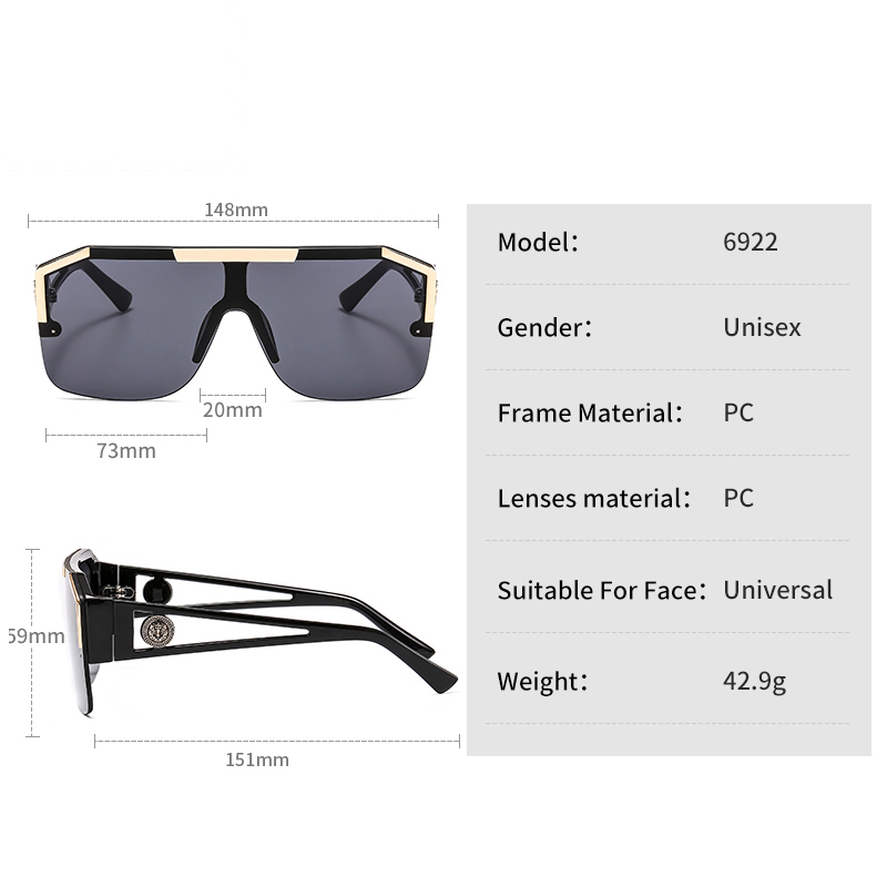 Shield Sunglasses Men Women Fashion Color Lens Alloy Frame High Quality Rectangle Brand Sunglasses