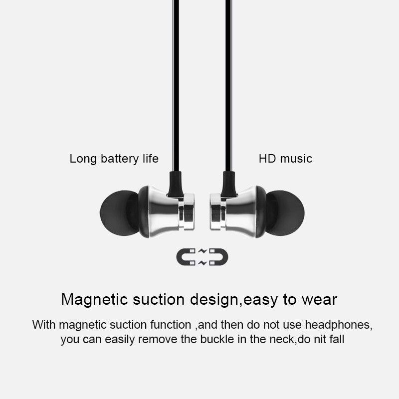 Magnetic Bluetooth Earphones Sports Wireless Earbuds Super Bass With Mic For All Smart Phones  Stereo Sports Waterproof Earbuds Wireless in-ear Headset with Mic