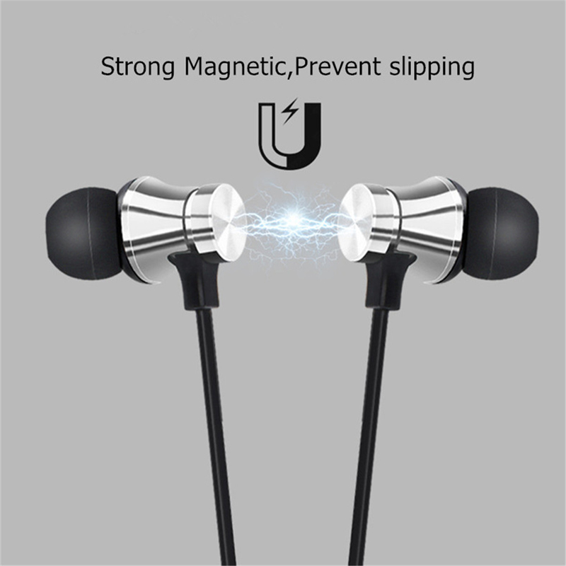 Magnetic Bluetooth Earphones Sports Wireless Earbuds Super Bass With Mic For All Smart Phones  Stereo Sports Waterproof Earbuds Wireless in-ear Headset with Mic