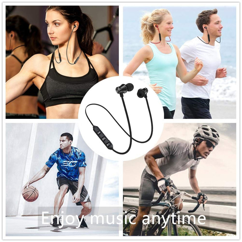 Magnetic Bluetooth Earphones Sports Wireless Earbuds Super Bass With Mic For All Smart Phones  Stereo Sports Waterproof Earbuds Wireless in-ear Headset with Mic