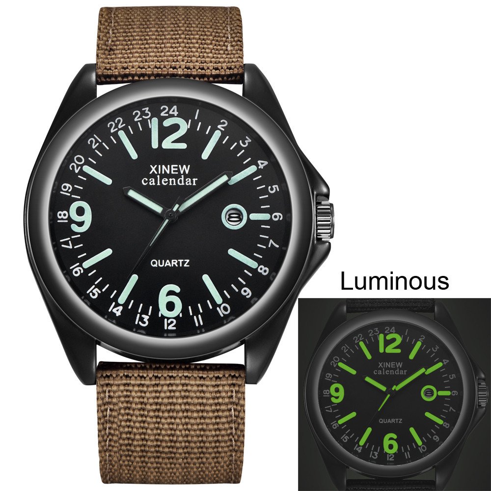 Military Men&apos;s Quartz Army Watch Black Dial Date Luxury Sport Wrist Watch Male Luminous Watches