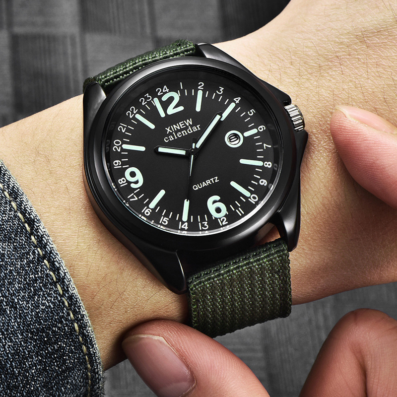 Military Men&apos;s Quartz Army Watch Black Dial Date Luxury Sport Wrist Watch Male Luminous Watches