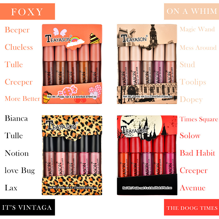5Pcs/Set Waterproof Lipstick Lip Stick Lipstick Kit Long Lasting Moisturizer Matte Velvet Lipsticks Lips Makeup Cosmetics Labiales Beauty Makeup Valentine's Day Gift