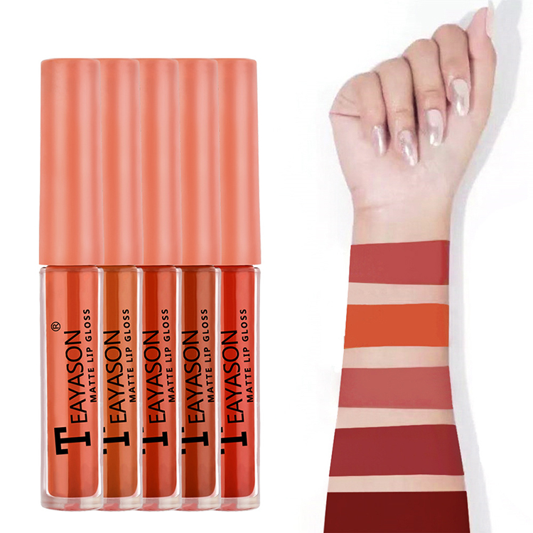 5Pcs/Set Waterproof Lipstick Lip Stick Lipstick Kit Long Lasting Moisturizer Matte Velvet Lipsticks Lips Makeup Cosmetics Labiales Beauty Makeup Valentine's Day Gift