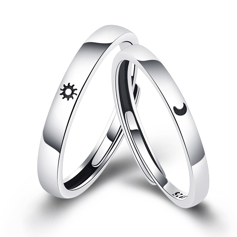 1 Pair Wedding Rings Sun Moon Love Vows Promise Couple Ring Wedding Jewellery Valentine&apos;s Day Gift