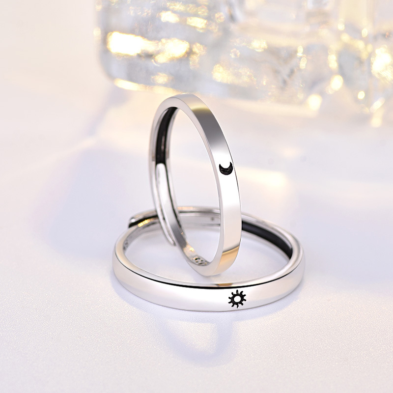 1 Pair Wedding Rings Sun Moon Love Vows Promise Couple Ring Wedding Jewellery Valentine&apos;s Day Gift