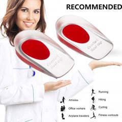 New Arrival 1 Pair Soft Silicone Gel Insoles for Heel Spurs Pain Relief Foot Cushion Foot Massager Care Heel Cups Shoe Pads Height Increase Insoles is practical Red Women 35-39