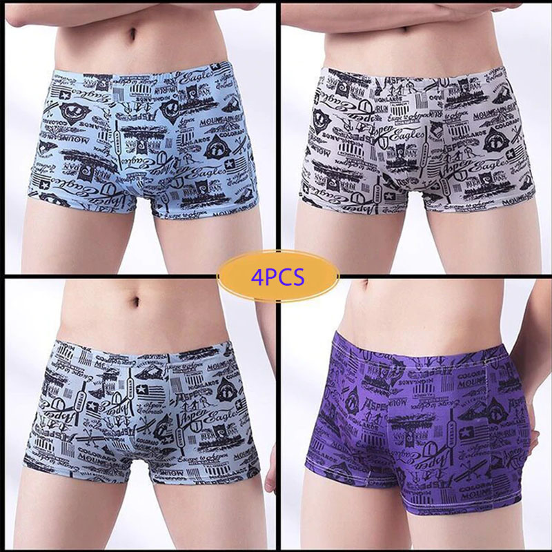 New Arrivals Men's Panties 4pcs/Lot Male Breathable Underpants Man Pack Shorts Boxers Underwear Fashion Mens Boxer Bamboo Hole Large Size Men Milk Fiber Comfortable Briefs Breath Print Boxers