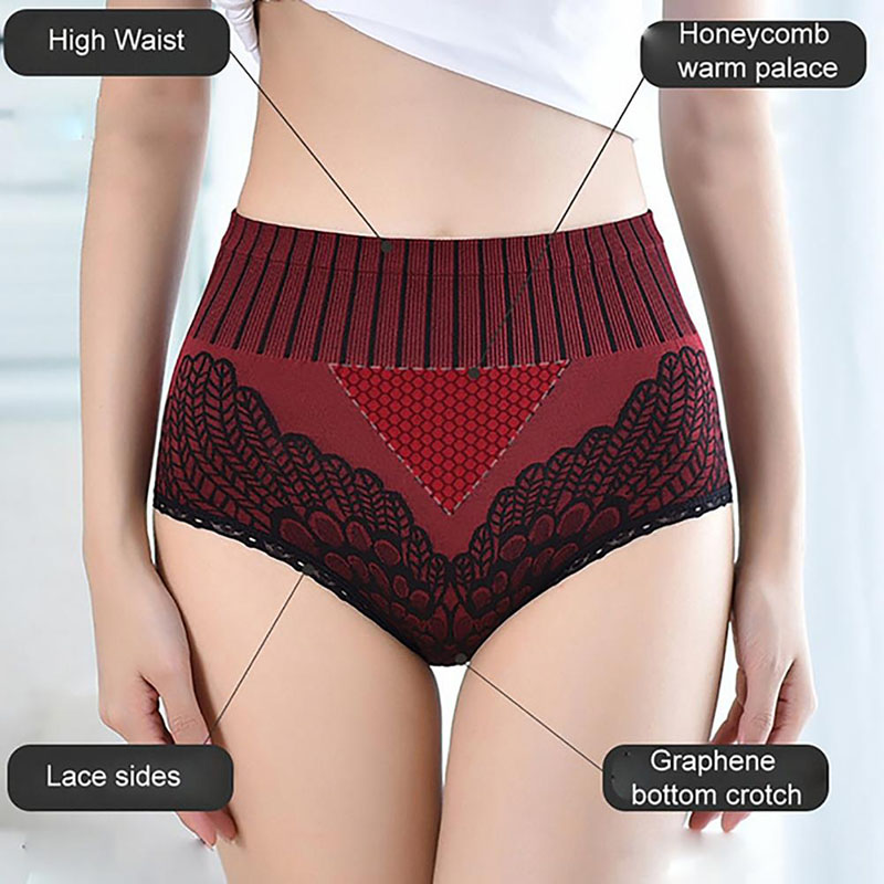 4PCS Women'S Panties Underwear Seamless Briefs High Waist Bodyshaper Ladies Underpants Plus Size, Briefs High Elasticity Lace Lingerie Ladies Underwear Seamless Tummy Control Panties