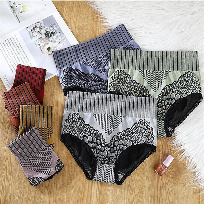 4PCS Women'S Panties Underwear Seamless Briefs High Waist Bodyshaper Ladies Underpants Plus Size, Briefs High Elasticity Lace Lingerie Ladies Underwear Seamless Tummy Control Panties