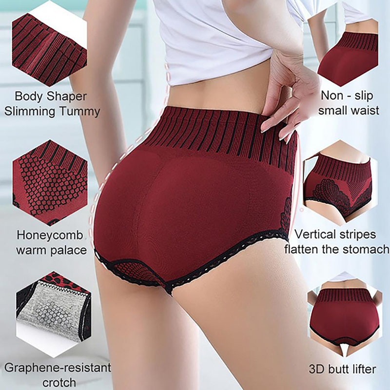 4PCS Women'S Panties Underwear Seamless Briefs High Waist Bodyshaper Ladies Underpants Plus Size, Briefs High Elasticity Lace Lingerie Ladies Underwear Seamless Tummy Control Panties