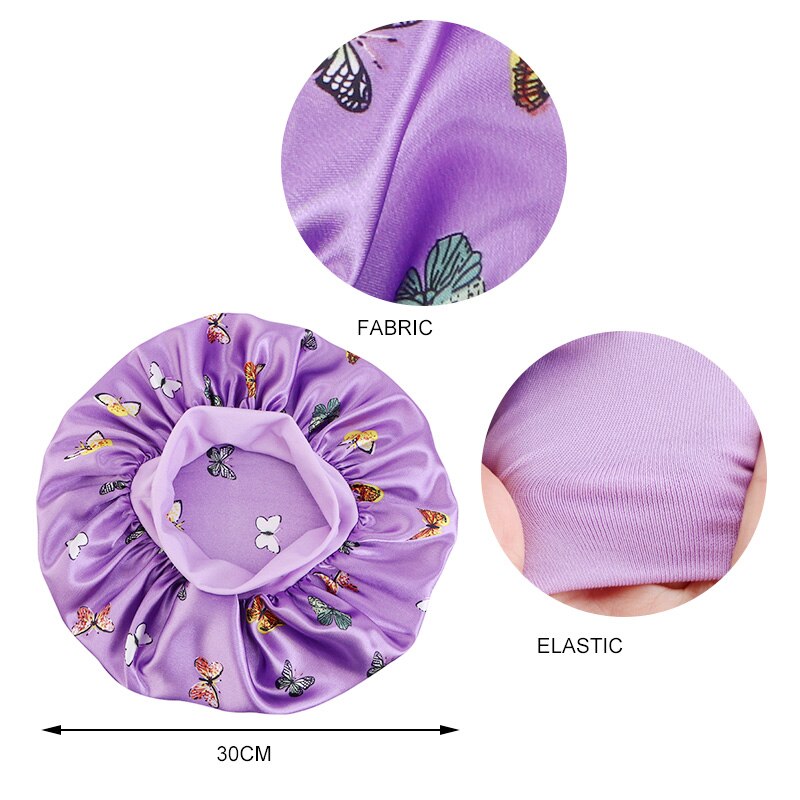 Pattern Satin Headscarf Hat Sleeping Bonnet Women Hair Wrap Elastic Band Cap For Brimmed Night Hat Bath Cap Extra Large Satin Silky Bonnet Sleep with Premium Elastic Band Headwear