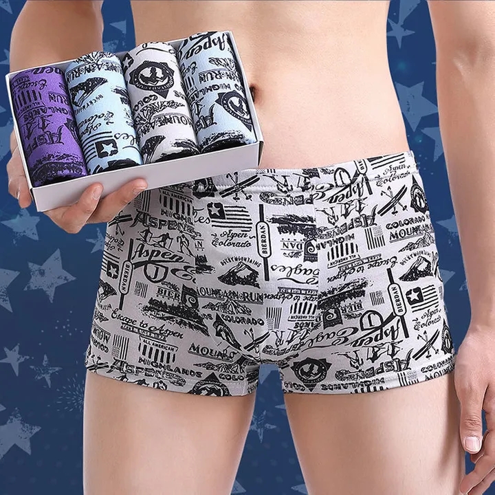 New Arrivals Men's Panties 4pcs/Lot Male Breathable Underpants Man Pack Shorts Boxers Underwear Fashion Mens Boxer Bamboo Hole Large Size Men Milk Fiber Comfortable Briefs Breath Print Boxers